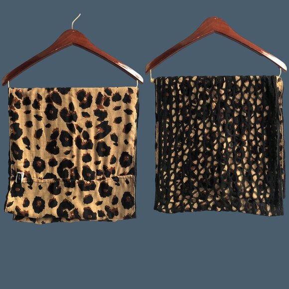 APT 9- DOUBLE SIDED ANIMAL PRINT / BLACK KNIT INFINITY SCARF - Picture 1 of 4